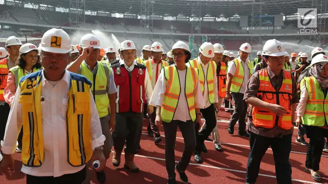 Sri Mulyani dan Menteri Basuki Blusukan Cek Venue Asian Games 2018