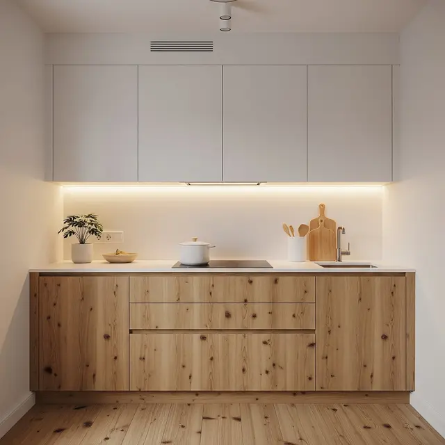 Dapur Minimalis 2x2 Meter Rumah Type 36 dengan Kombinasi Wood & White