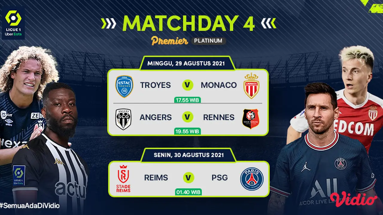 Jadwal dan Live Streaming Liga Prancis 2021/2022 Pekan Keempat di Vidio, 29 dan 30 Agustus 2021