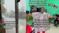 Seorang bapak buatkan jas hujan dari terpal (TikTok/@onyars)