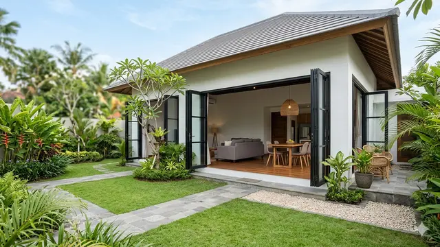 Inspirasi Desain Rumah 1 Lantai Pintu Kaca Besar. Gemini