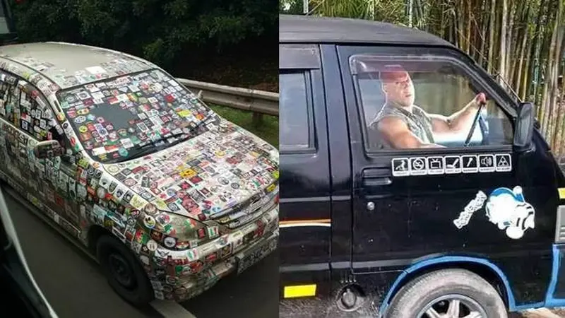 7 Potret Nyeleneh Mobil dengan Stiker Ini Bikin Gagal Paham