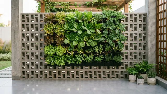 Desain Vertical Garden yang Menyatu dengan Dinding Roster. Gemini