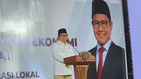 Menko Pemberdayaan Masyarakat, Muhaimin Iskandar (Cak Imin) saat mengikuti kegiatan di GOR Seni Majapahit, Mojokerto. (Liputan6.com/Dicky Agung Prihanto)