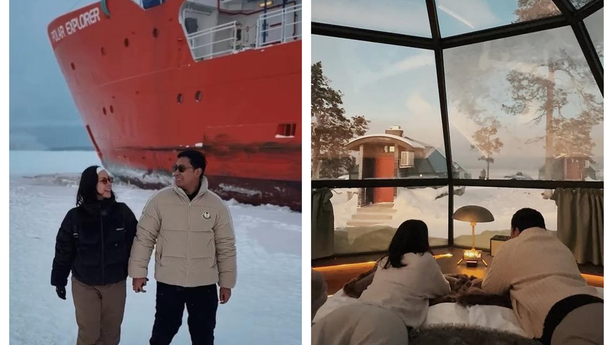 6 Potret Darma Mangkuluhur dan Kekasih Liburan di Finlandia, Romantis Lihat Aurora