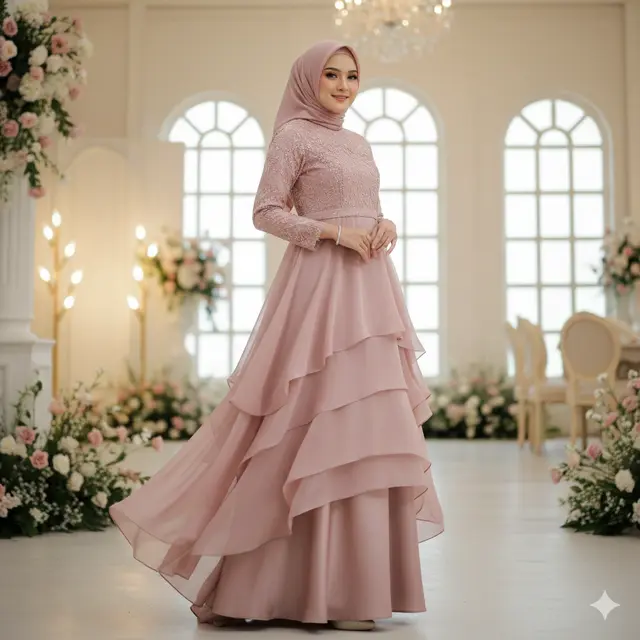 Model Gamis Terbaru Kombinasi Tile