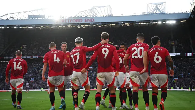 Selebrasi pemain Manchester United saat melawan Brentford di Liga Inggris