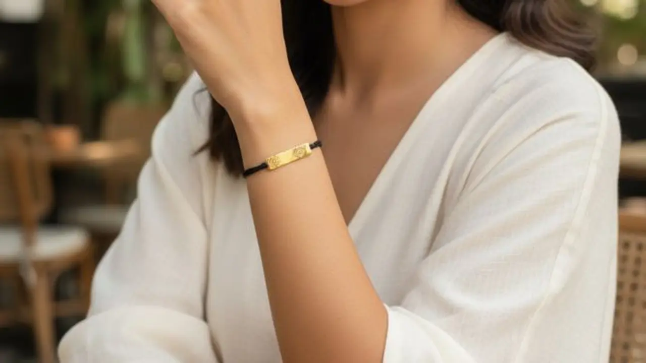 Ilustrasi Gelang Tali Plat Emas (Sumber: Gemini AI)