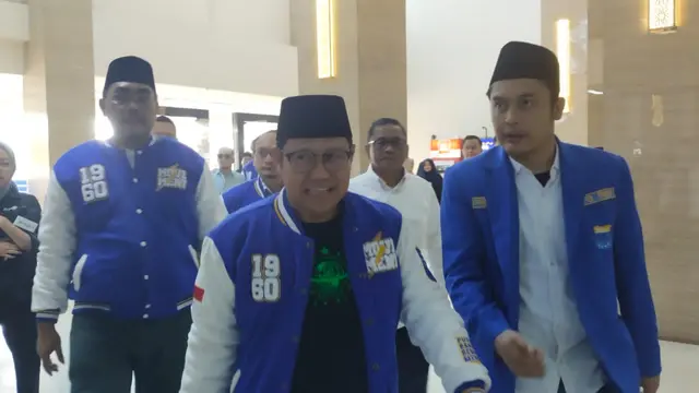Ketua Umum Partai Kebangkitan Bangsa (PKB), Muhaimin Iskandar atau Cak Imin saat menghadiri seminar terkait Sekolah Pergerakan Nasional di Universitas Pamulang, Kota Tangerang Selatan (Tangsel).