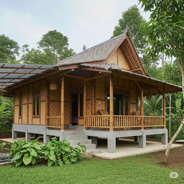 Rumah Sederhana dari Bambu. Foto: Gemini