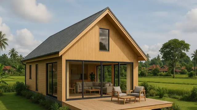 Referensi Desain Rumah Dengan Aksen Kayu/Gambar via AI