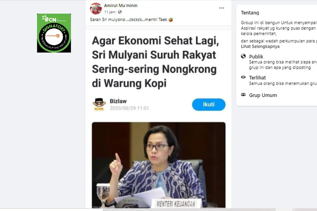 Penelusuran Sri Mulyani Menyuruh Rakyat Sering Nongkrong di Warung Kopi