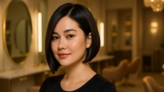 Model Rambut Pendek Sebahu untuk Wajah Bulat