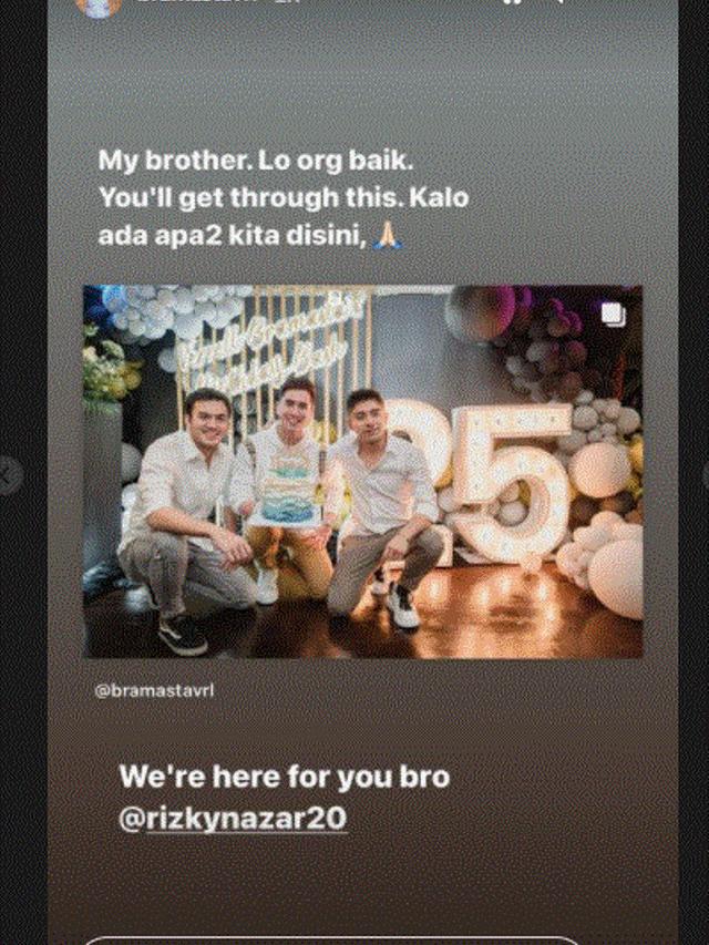 Verrell Bramasta beri semngat buat Rizky Nazar (Instagram @bramastavrl)