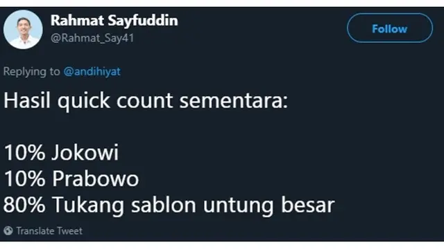 6 Hasil Quick Count Sementara Ala Netizen Ini Bikin Senyum-Senyum Sendiri