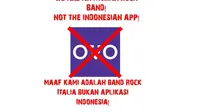 Klarifikasi band rock Italia OvO ketika laman Facebook mereka diserbu warganet Indonesia karena dianggap sebagai layanan pembayaran OVO (Foto: Facebook OvO)