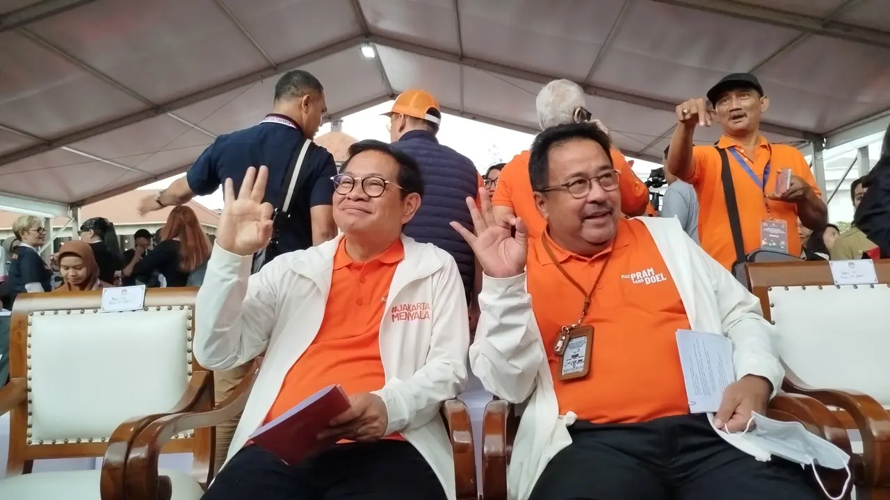 Pramono Anung-Rano Karno menghadiri Deklarasi Kampanye Damai Pilkada Jakarta 2024 di Kota Tua, Tamansari, Jakarta Barat, Selasa (24/9/2024).