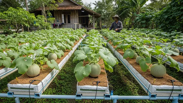 Ilustrasi Tips Efisiensi Berkebun Melon untuk Petani Sibuk/Gemini AI