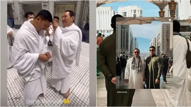 Momen Tommy Soeharto potong rambut Darma Mangkuluhur saat umrah. (sumber: Instagram/darmamh)