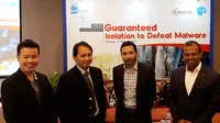 Peluncuran solusi ISLA dari Cyberinc dengan distibutor PT Blue Energy di Jakarta, Selasa (1/8/2017). Liputan6.com/ Agustinus Mario Damar