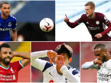 Hattrick Jamie Vardy ke gawang Manchester City membuatnya langsung bertengger di puncak daftar pencetak gol terbanyak sementara Premier League. Berikut daftar top skor sementara Liga Inggris musim 2020/2021.
