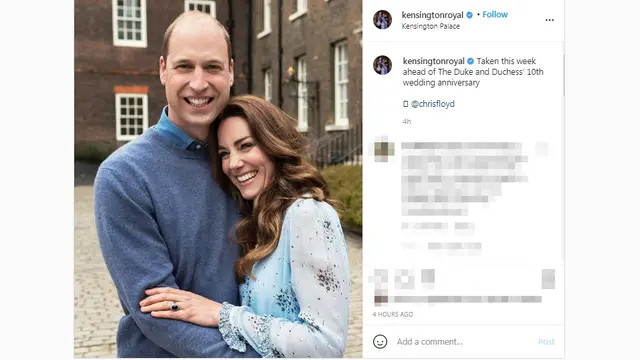 Potret Hangatnya Pelukan Pangeran William dan Kate Middleton di Ultah Pernikahan ke-10