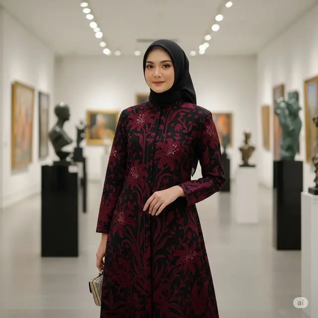 Model Baju Gamis Batik Pesta Elegan Terbaru 2025. Foto: Gemini