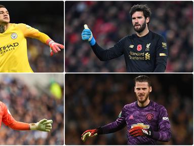 Penjaga gawang bisa dibilang adalah posisi yang memiliki tanggung jawab sangat besar sebagai tembok terakhir timnya agar tidak kebobolan. Berikut pesona 6 kiper terbaik di pentas Premier League. (Kolase foto AFP)