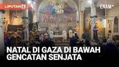 Umat Kristen Palestina di Jalur Gaza merayakan Natal di Gereja Holy Family, Gaza City, untuk pertama kalinya dalam dua tahun di bawah gencatan senjata.