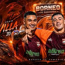 Dua bintang Borneo FC Samarinda, Juan Villa dan Mariano Peralta. (Bola.com/Dok.Borneo FC, ChatGPT, dan Gemini).