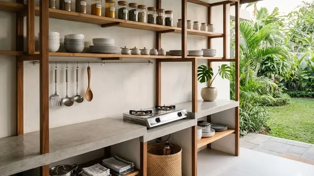 Dapur Klasik Semi Outdoor Bergaya Vintage