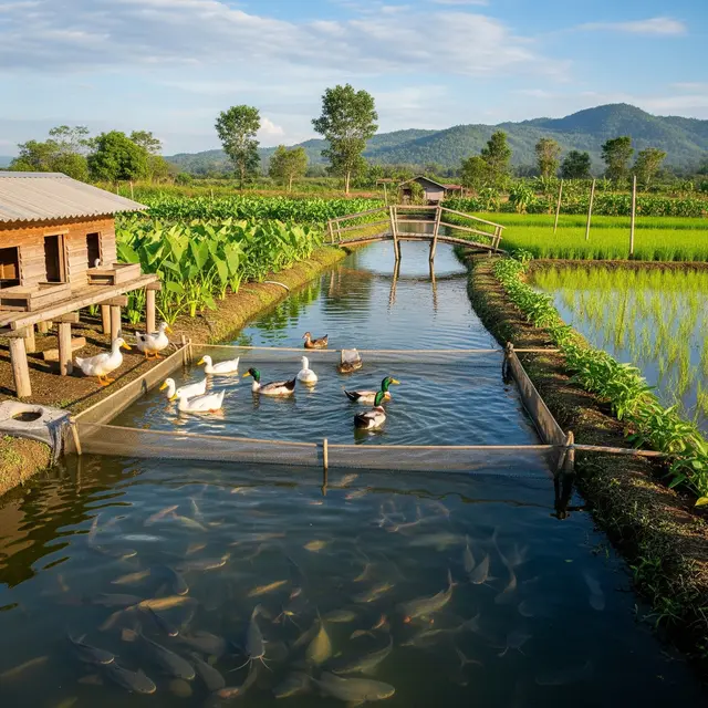 Peternakan bebek dan ikan (Image by Gemini AI)