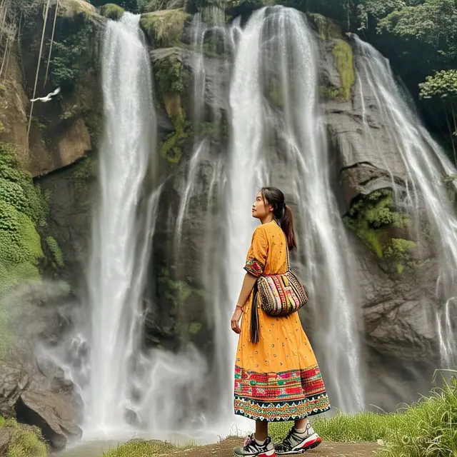 Dress Midi dengan Motif Etnik