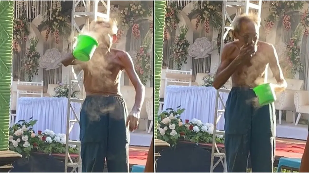Viral Aksi Kakek Basuh Muka dan Kaki Pakai Air Panas, Tubuhnya Penuh Asap