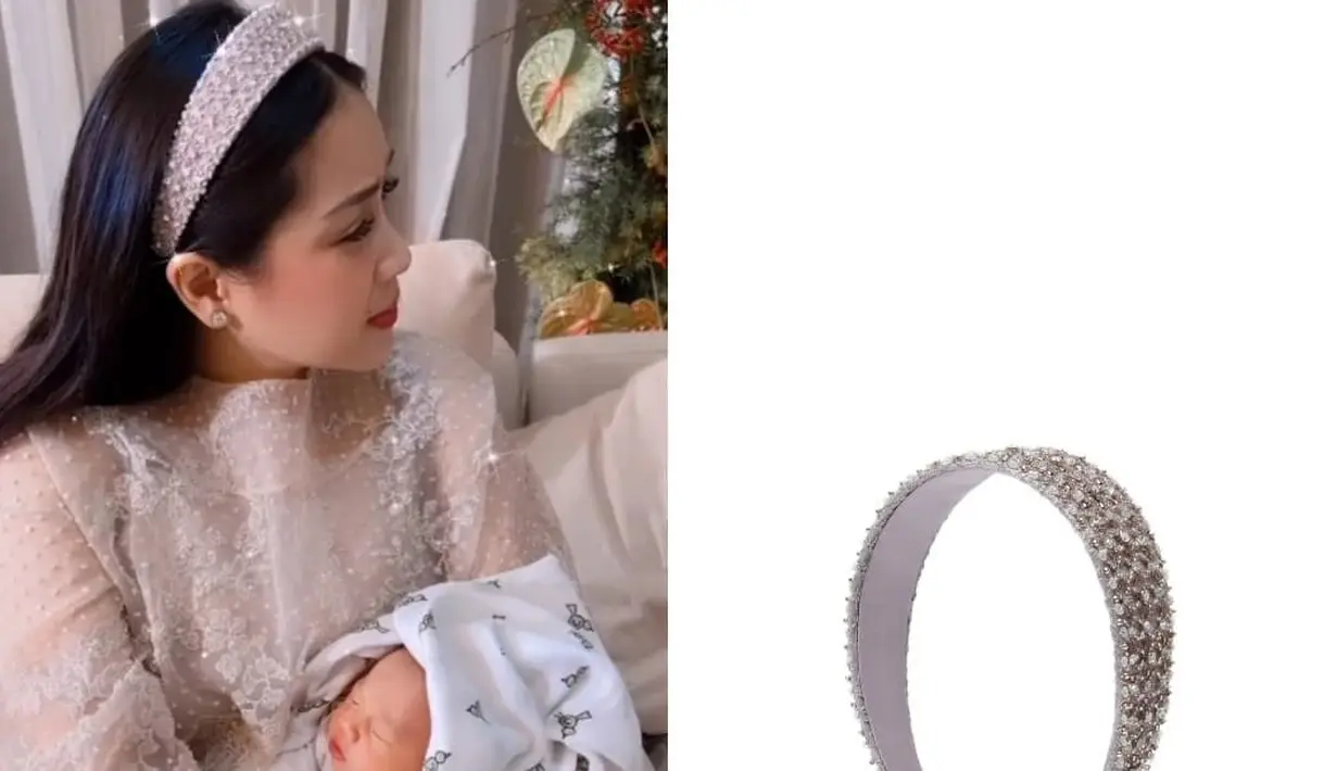 Baju tersebut ditaksir seharga Rp 57 juta, sedangkan bando yang dipakai juga dari Sapto Djodjokartiko dengan harga kisaran Rp 6 juta rupiah. (Foto: Fashion Nagita/ Instagram)