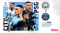 Link Live Streaming Big Match Liga Champions : Manchester City Vs PSG di Vidio Malam Ini. (Sumber : dok. vidio.com)