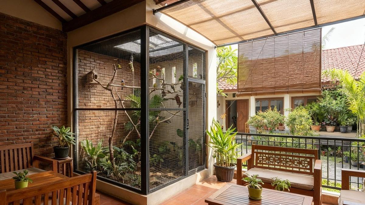 9 Model Teras dengan Kandang Burung, Perpaduan Gaya Modern dan Natural