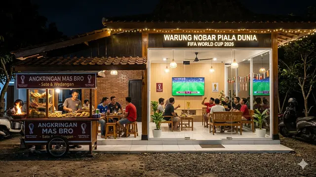 Inspirasi Desain Angkringan di Desa dengan Tempat Nobar Piala Dunia. Gemini