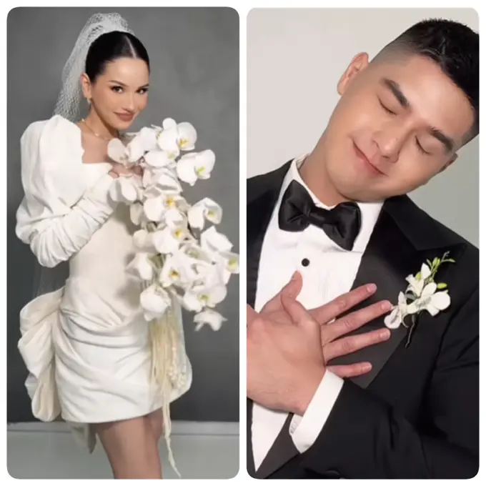 Alyssa Daguise dan Al Ghazali Kenakan Baju Pengantin