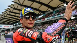 Jorge Martin menambah keunggulannya di puncak klasemen MotoGP 2024 usai memenangi Sprint Race MotoGP Malaysia 2024. (MOHD RASFAN/AFP)