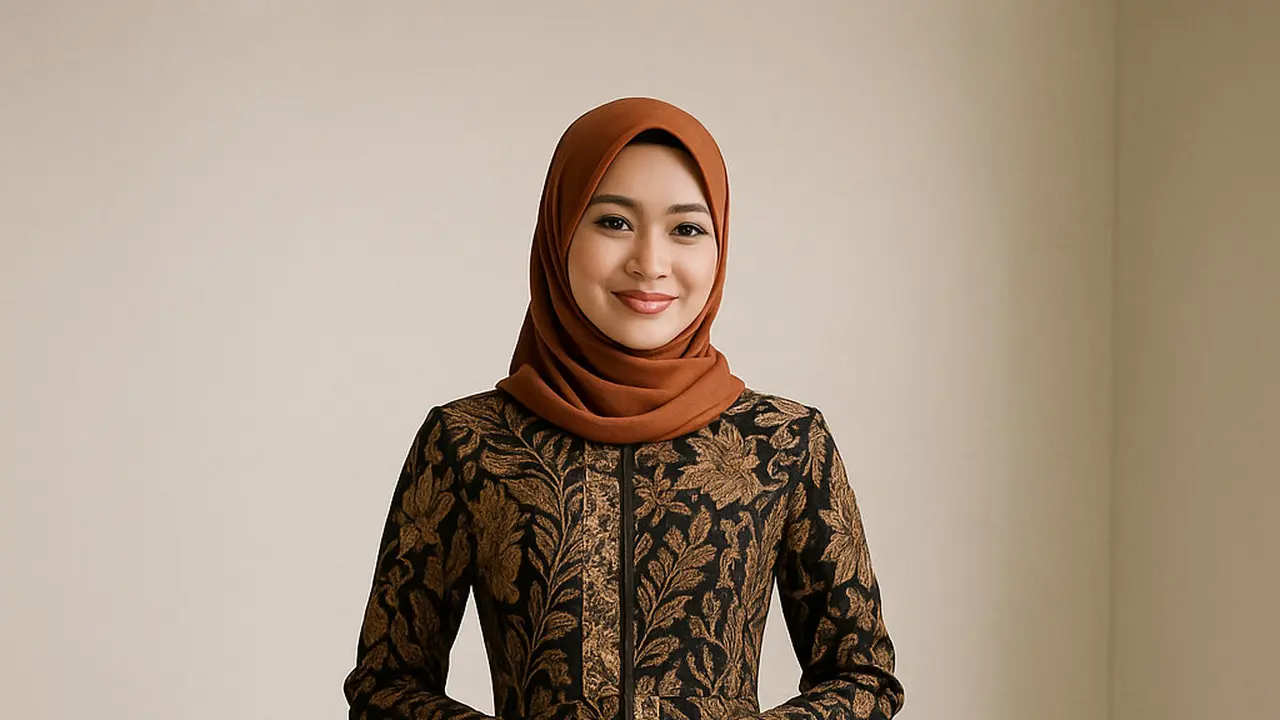 Gamis Batik Cocok dengan Warna Jilbab Apa?/ Ilustrasi gambar oleh AI