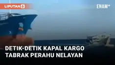 Ngeri! Kapal Kargo Tabrak Perahu Nelayan di Laut Takalar