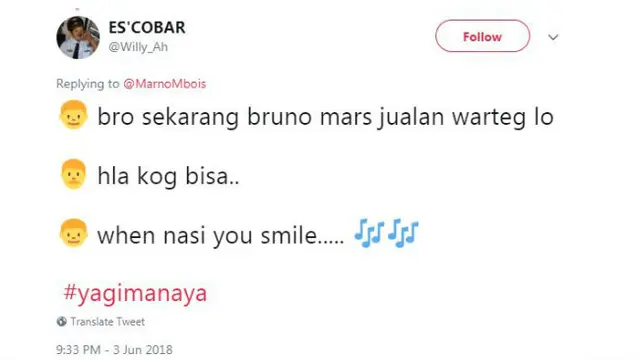 Salah satu obrolan lucu di Twitter adalah obrolan-obrolan kocak 'ya gimana ya' ini.