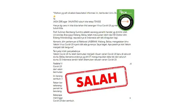 Cek Fakta vaksin covid-19 imunitas tinggi