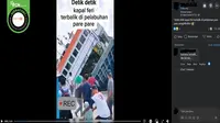 Gambar tangkapan layar&nbsp;video yang diklaim kapal feri terbalik di Pelabuhan Parepare, Sulawesi Selatan. (sumber: Facebook)