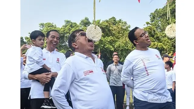 7 Momen Keseruan Para Menteri Kabinet Kerja Jokowi-JK Lomba Agustusan