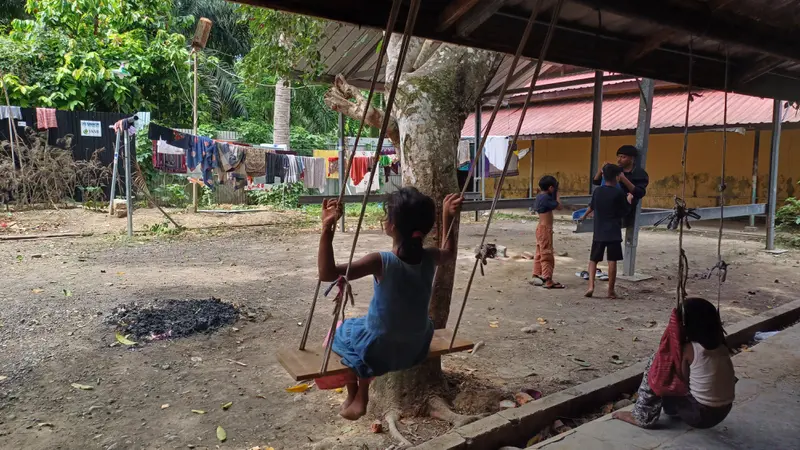 Anak-anak Rohingya di kamp pengungsian Mina Raya, Pidie (Rino Abonita/Liputan6.com)