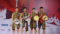 Ganda putra andalan Indonesia Marcus Fernaldi Gideon/Kevin Sanjaya Sukamuljo harus menelan pil pahit seusai gagal menjadi juara ajang bulutangkis HSBC BWF World Tour Finals 2021. (Dokumentasi PBSI)