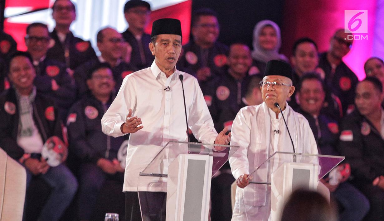 Foto Ekspresi Jokowi Ma Ruf Amin Saat Debat Capres Cawapres 2019 Pilpres Liputan6 Com