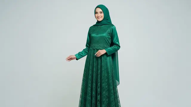 Gamis Brokat Emerald Syar’i Simpel